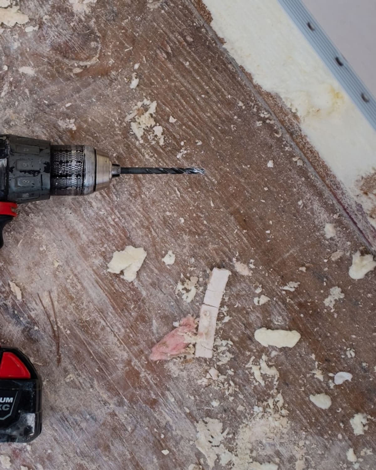 A carpenter's hands at work